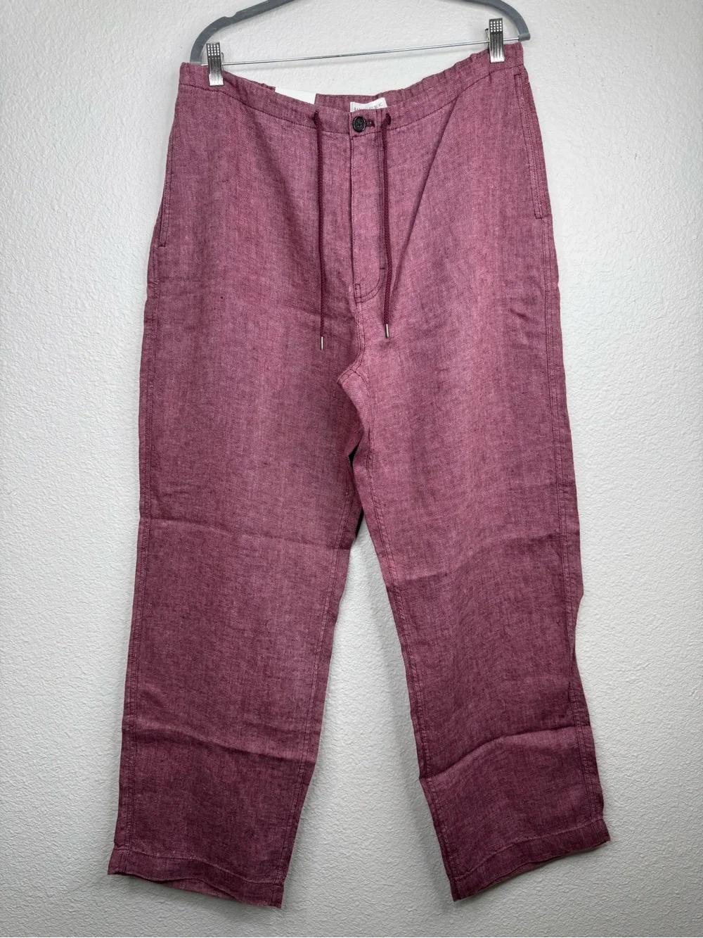 New Banana Republic Relaxed Linen Pull-On Beach Pant Plum/Wine Size Large NWT